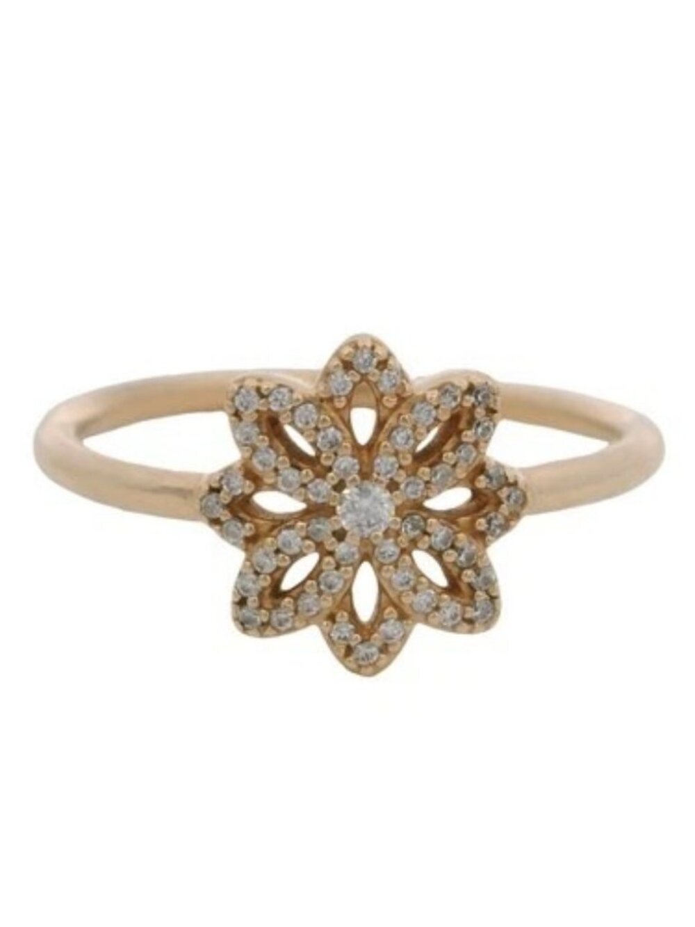 Pandora Solid 14kt Yellow Gold and Cubic Zirconia Lace Botanique Ring Size 8.5